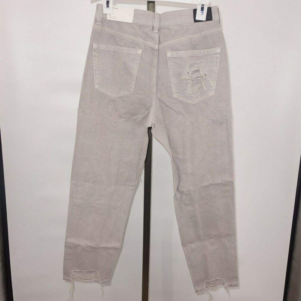 NEW American Eagle High Rise Mom Jeans Ripped Distressed Gray 6 Short - Picture 8 of 12